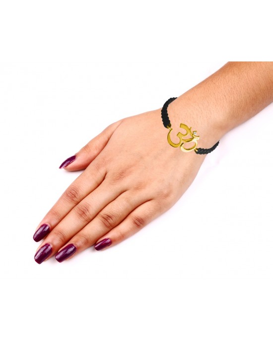 Auspicious Calligraphic Om Bracelet in 14k gold with diamond