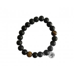 Aumkaara Positivity Bracelet with Tiger’s eye & Black onyx in Silver