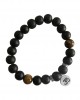 Aumkaara Positivity Bracelet with Tiger’s eye & Black onyx in Silver