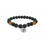 Aumkaara Positivity Bracelet with Tiger’s eye & Black onyx in Silver