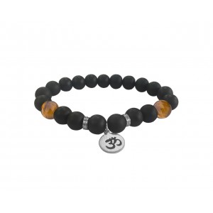 Aumkaara Positivity Bracelet with Tiger’s eye & Black onyx in Silver