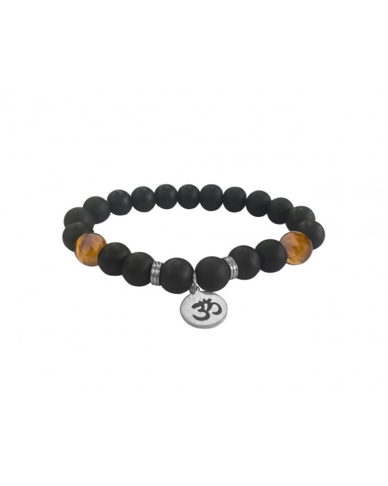 Aumkaara Positivity Bracelet with Tiger’s eye & Black onyx in Silver