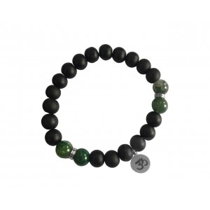 Aumkaara Balance bracelet in silver with Moss Agate and black onyx