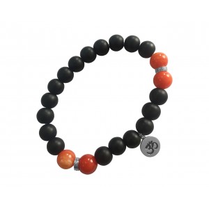 Aumkaara Motivational Bracelet with Black onyx and Carnelian