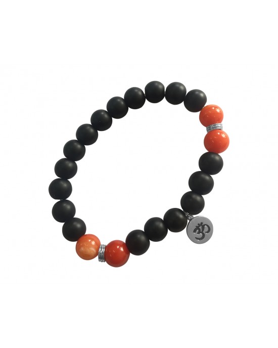 Aumkaara Motivational Bracelet with Black onyx and Carnelian