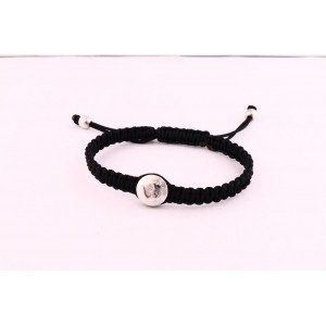 Om Braided Bracelet with Diamond in Silver