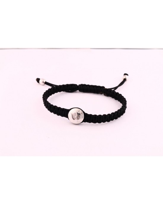 Om Braided Bracelet with Diamond in Silver