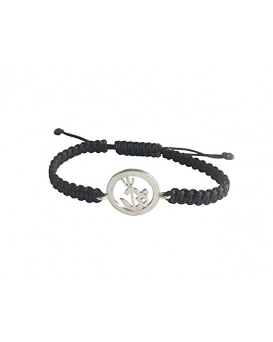 Om Shakti Bracelet in Silver with Diamonds