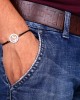 Om Shakti Bracelet in Silver with Diamonds