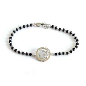 Diamond Om bracelet in silver on mangal sutra chain