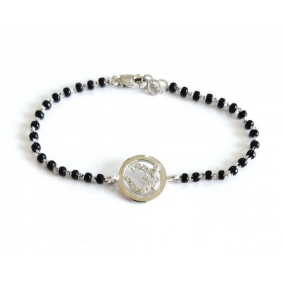 Diamond Om bracelet in silver on mangal sutra chain