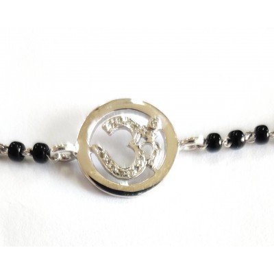 Diamond Om bracelet in silver on mangal sutra chain