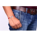 Om & Ik Onkaar Bracelet in Silver with Diamonds on Nylon thread
