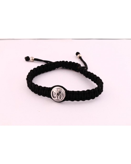 Aum Bracelet with Single Diamond Bead