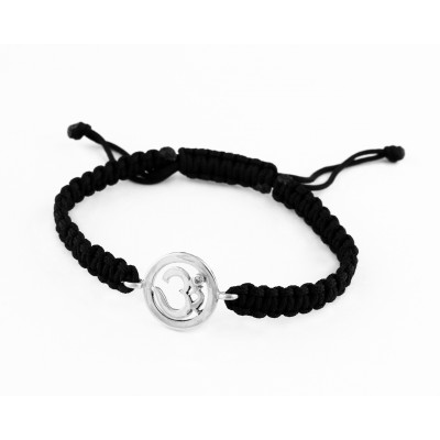 Om Bracelet in 92.5 Silver with a Diamond on Nylon Thread