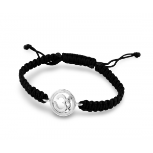 Om Bracelet in 92.5 Silver with a Diamond on Nylon Thread
