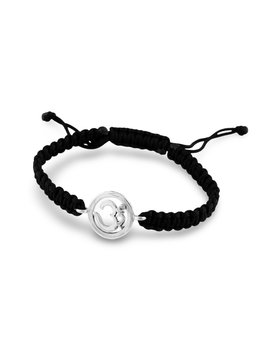 Om Bracelet in 92.5 Silver with a Diamond on Nylon Thread Om Bracelet in 92.5 Silver with a Diamond on Nylon Thread