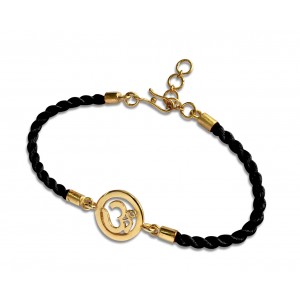 OM Bracelet On Nylon Thread with Gold Plated Adjustable Silver Lock for Girls