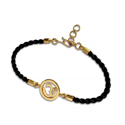 OM Bracelet On Nylon Thread with Gold Plated Adjustable Silver Lock for Girls