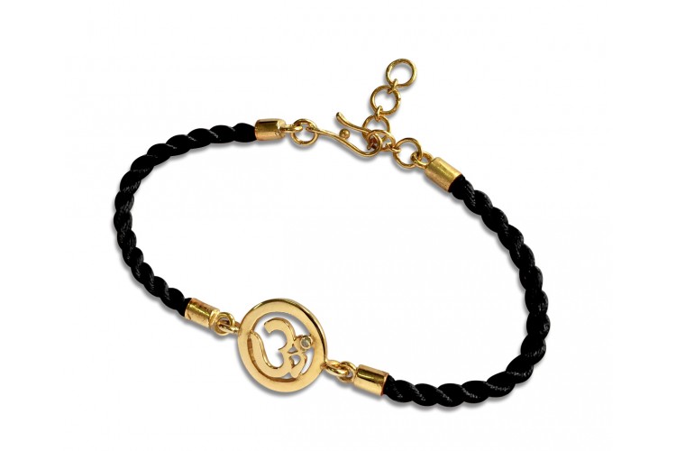 OM Bracelet On Nylon Thread with Gold Plated Adjustable Silver Lock for Girls