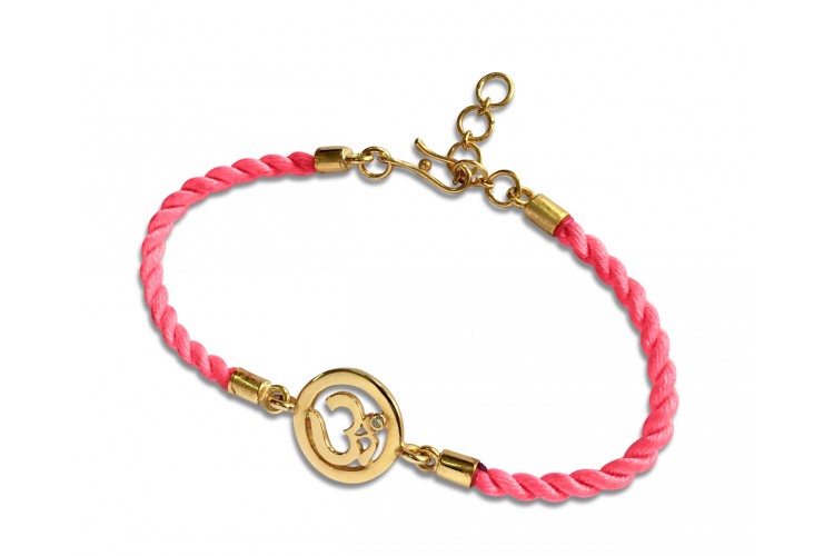 OM Bracelet On Nylon Thread with Gold Plated Adjustable Silver Lock for Girls