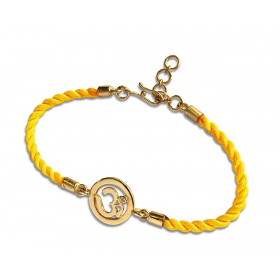 OM Bracelet On Nylon Thread with Gold Plated Adjustable Silver Lock for Girls