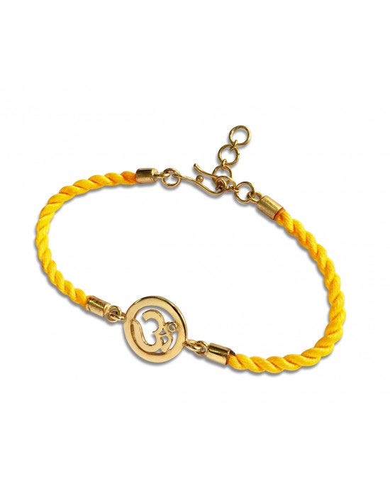 OM Bracelet On Nylon Thread with Gold Plated Adjustable Silver Lock for Girls