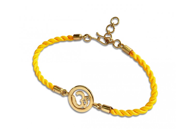 OM Bracelet On Nylon Thread with Gold Plated Adjustable Silver Lock for Girls