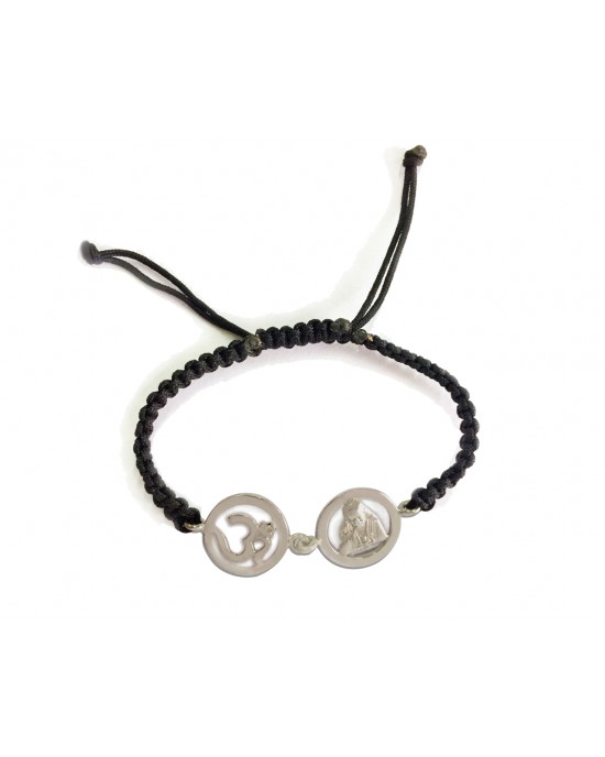 OM Sai silver bracelet on adjustable band