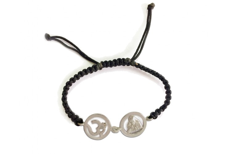 OM Sai silver bracelet on adjustable band