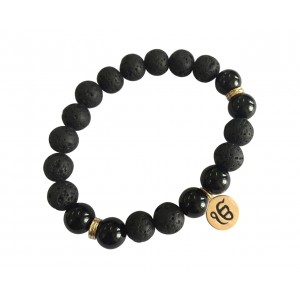 Aumkaara Stability bracelet with Lava Beads & Black onyx in gold