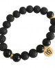 Aumkaara Stability bracelet with Lava Beads & Black onyx in gold