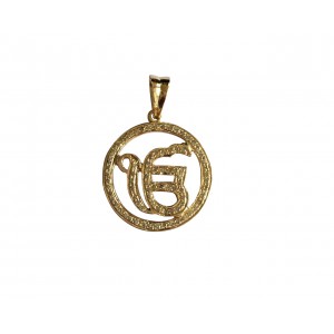 Ik Onkaar diamond pendant in 14k gold 21mm charm diameter