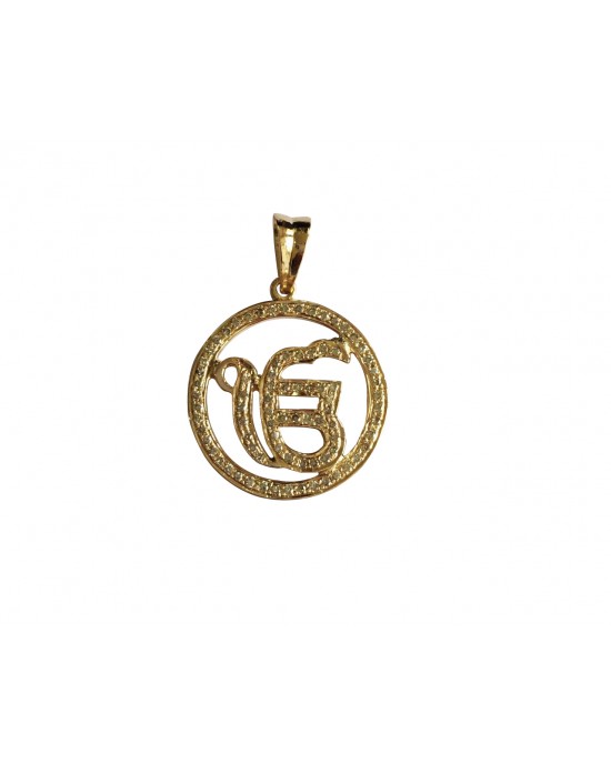 Ik Onkaar diamond pendant in 14k gold 21mm charm diameter