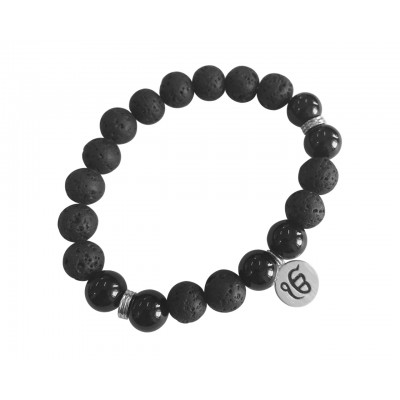 Aumkaara Stability bracelet with Lava Beads & Black onyx in silver