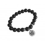 Silver Ik onkar bracelet on onyx beads