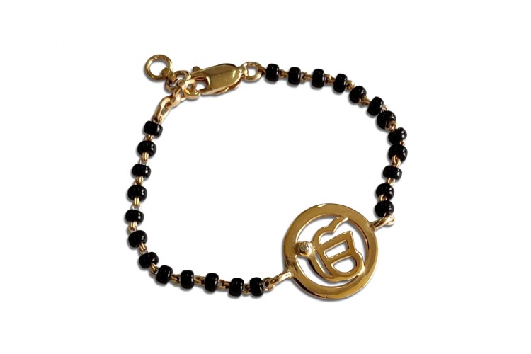 Ik onkaar new born baby bracelet in silver gold plated