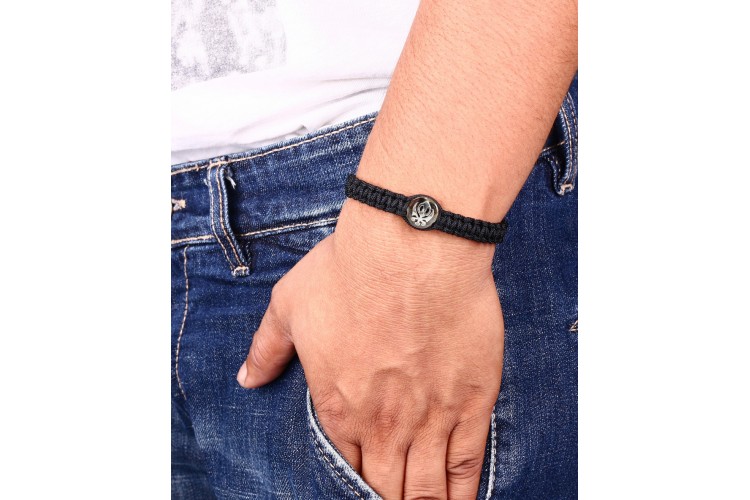 Wide Band Khanda Bracelet in Silver for Men