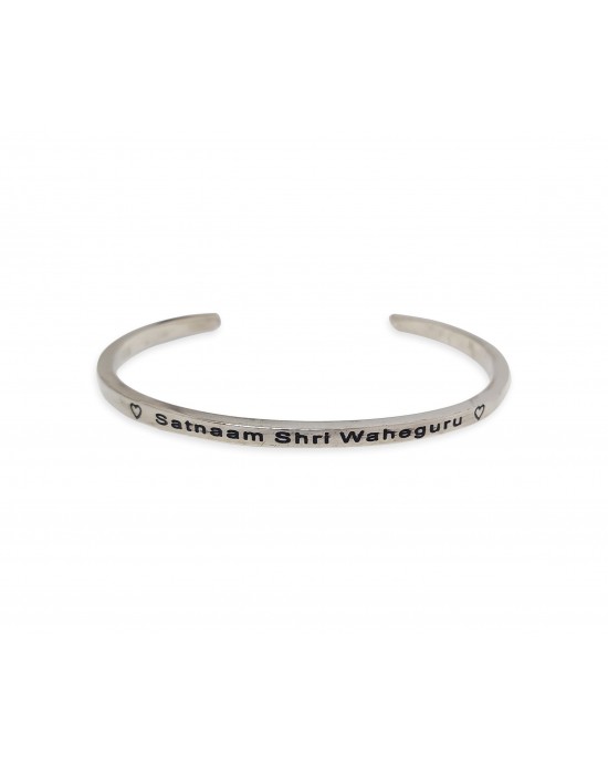 Satnaam Shri Wahe Guru Cuff Bracelet in silver