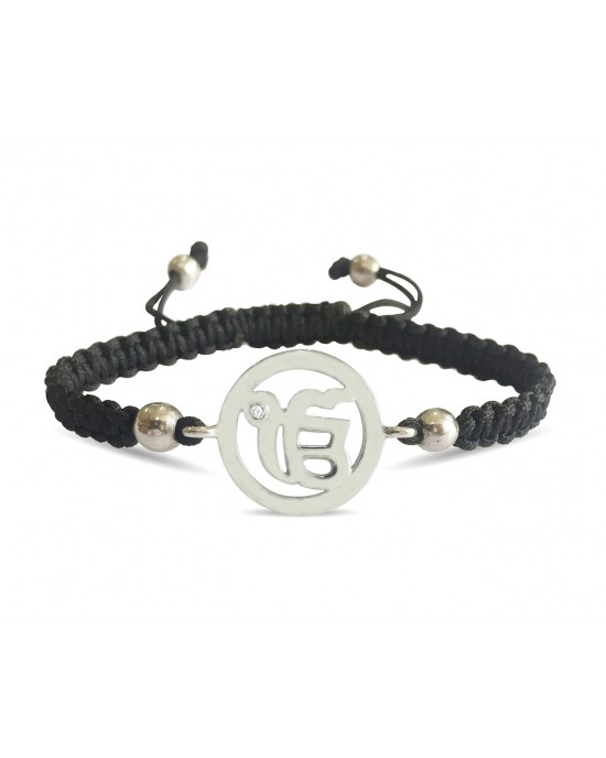 auspicious ik onkar charm silver bracelet for girls b79