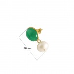 Green Onyx and pearl earrings in 18k gold plated silver