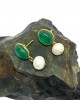 Green Onyx and pearl earrings in 18k gold plated silver