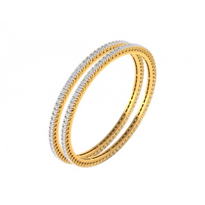 Kaira Pair of  Ladies Diamond Bangle in Gold