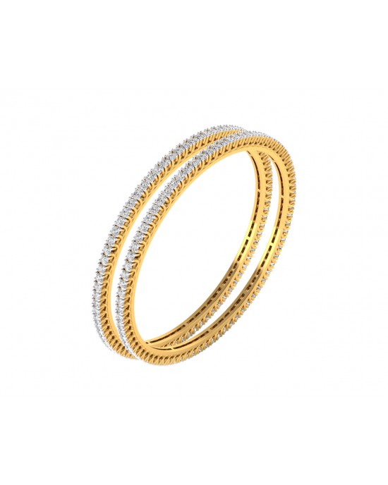 Kaira Pair of  Ladies Diamond Bangle in Gold