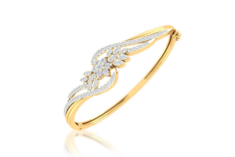 Amya Diamond Half Bangle In Gold 