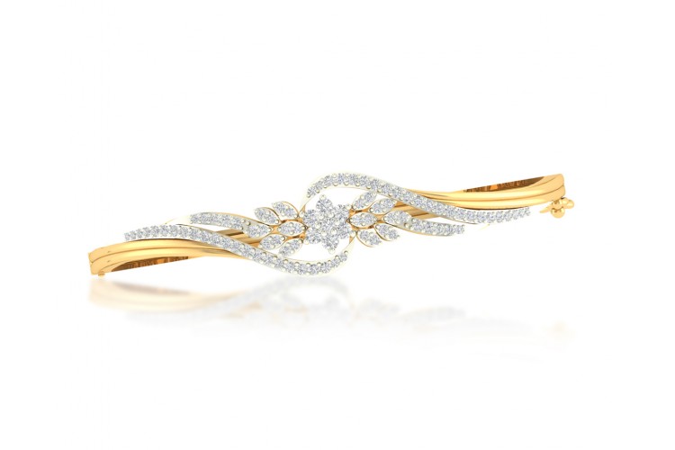 Amya Diamond Half Bangle In Gold 