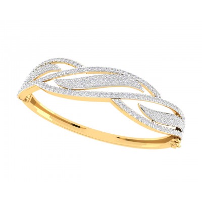 Peri Diamond half Bangle in Gold with grain set natural diamonds 