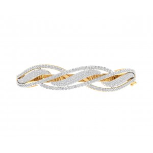 Peri Diamond half Bangle in Gold with grain set natural diamonds 