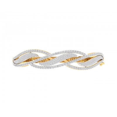 Peri Diamond half Bangle in Gold with grain set natural diamonds 