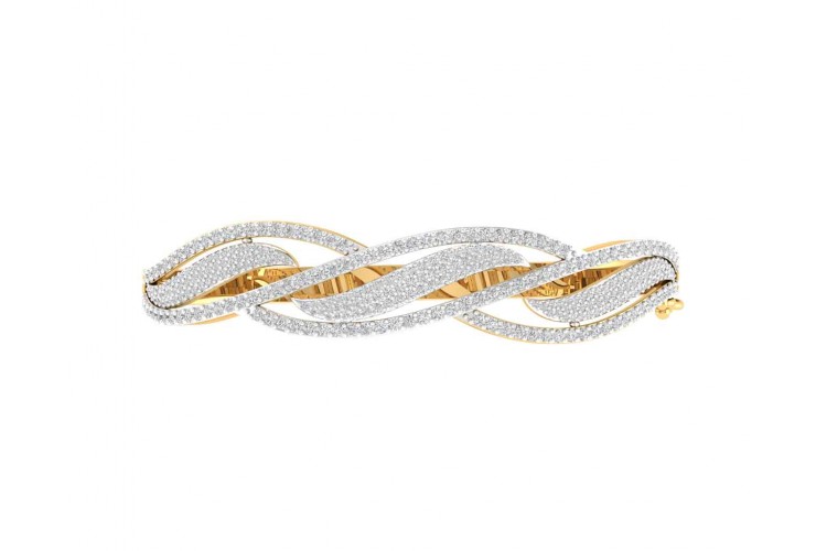 Peri Diamond half Bangle in Gold with grain set natural diamonds 